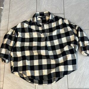 French Connection Black and White Checkered Top women’s medium